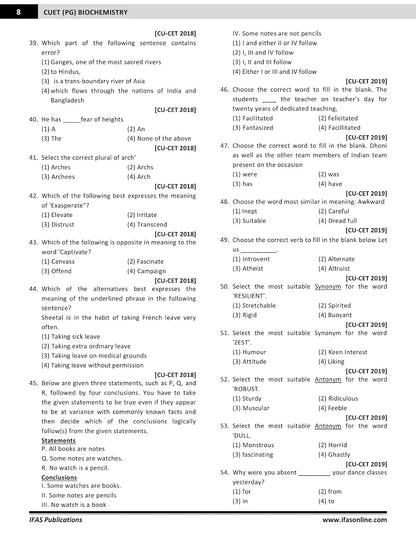 CUET PG Biochemistry Entrance Exam Book 2026