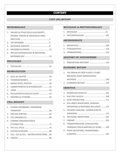CUET PG Botany Entrance Exam Book 2026