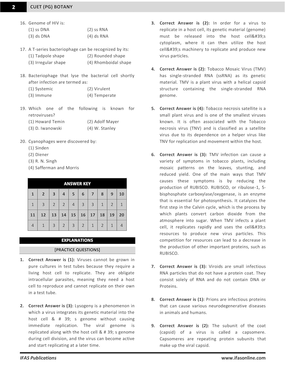 CUET PG Botany Entrance Exam Book 2026