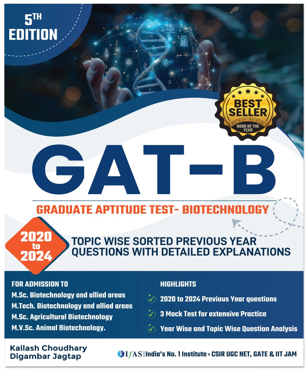 GAT-B Biotechnology Previous Year Questions (2020-2024) & Practice Book With Detailed Explanation